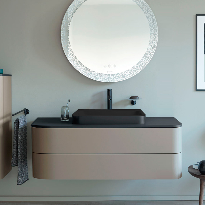 Duravit Happy D.2 Plus Столешница 16x1300x550мм для тумбы #HP4932, HP4942, HP4952 ,HP4962, HP4972 с вырезом под 1 раковину, цвет: graphite supermatt