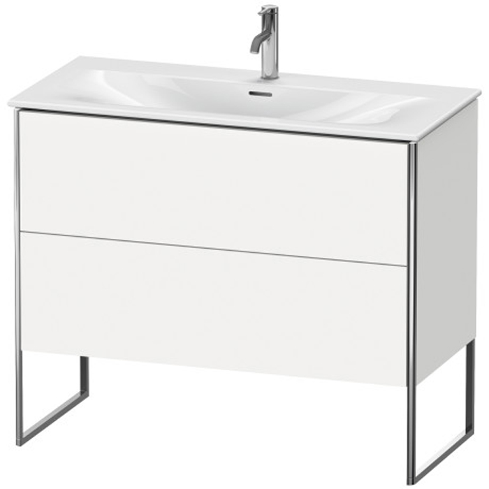 Duravit XSquare Тумба напольная под раковину # 234410, 2 яшика, встроенные ножки с регулировкой по высоте, 592x1010x478мм, цвет White High Gloss