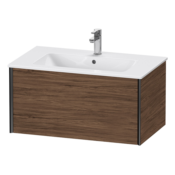 Duravit XViu Тумба подвесная 400x810x480мм, для раковины #233683, 234583, 234683, 1 ящик, цвет: walnut dark/черный матовый