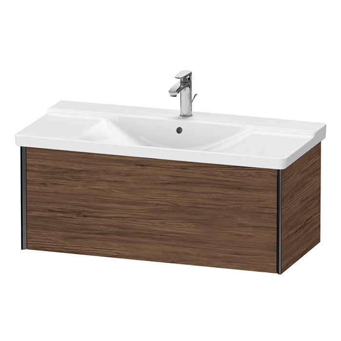 Duravit XViu Тумба подвесная 405x1010x469мм, для раковин #233210, 233310, 233410, 1 ящик, цвет: walnut dark/черный матовый