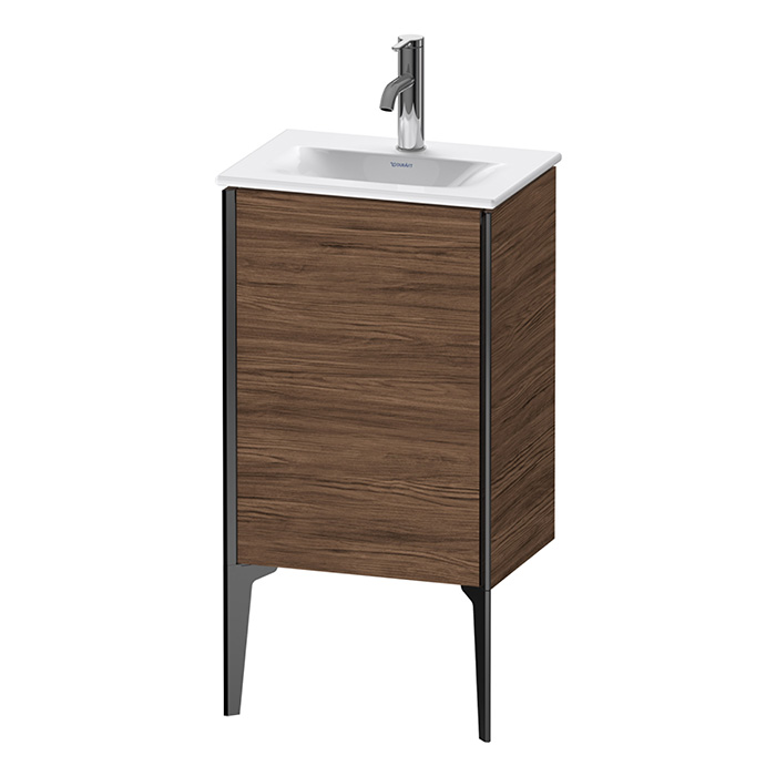 Duravit XViu Тумба подвесная 591x430x310мм, для раковины #073345, 1 дверь, (петли слева), цвет: walnut dark/черный матовый