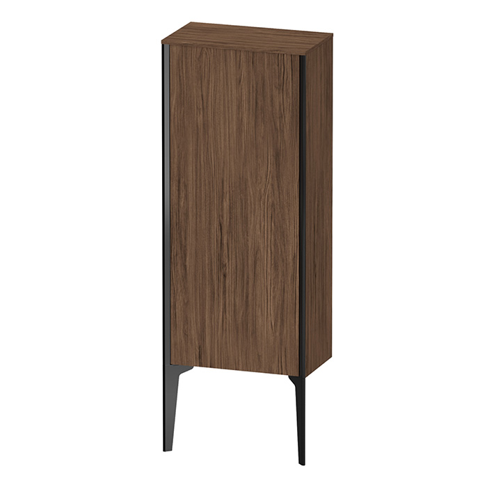 Duravit XViu Шкаф подвесной 890x400x240мм, с 1 дверью, 2 стеклянными полками (петли слева), цвет: walnut dark/черный матовый