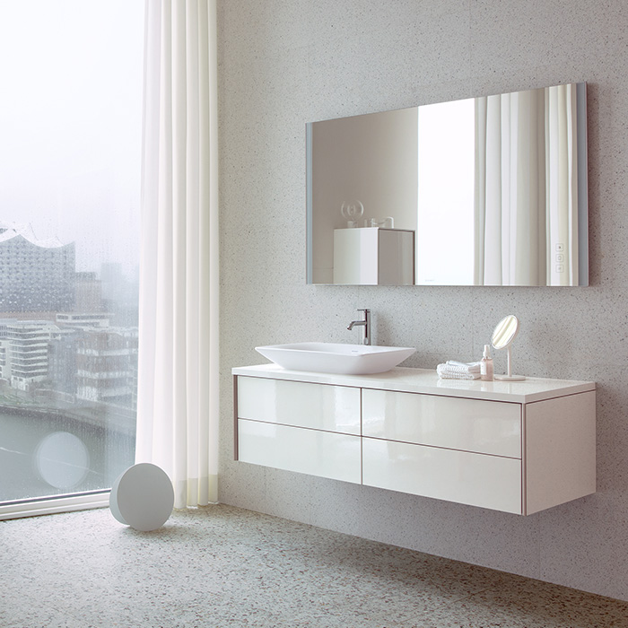 Duravit Universal consoles Столешница для мебели 1600x550x45мм, с 1м отв под раковину #235860 и 1 отв под смеситель, цвет: белый глянцевый