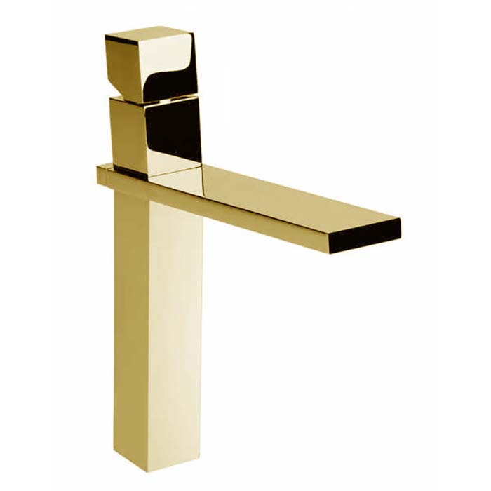 Bossini Cube Смеситель для раковины на 1 отв., высокий с заглушкой 1”1/4, цвет: Gold PVD Bossini Cube Смеситель для раковины на 1 отв., высокий с заглушкой 1”1/4, цвет: Gold PVD