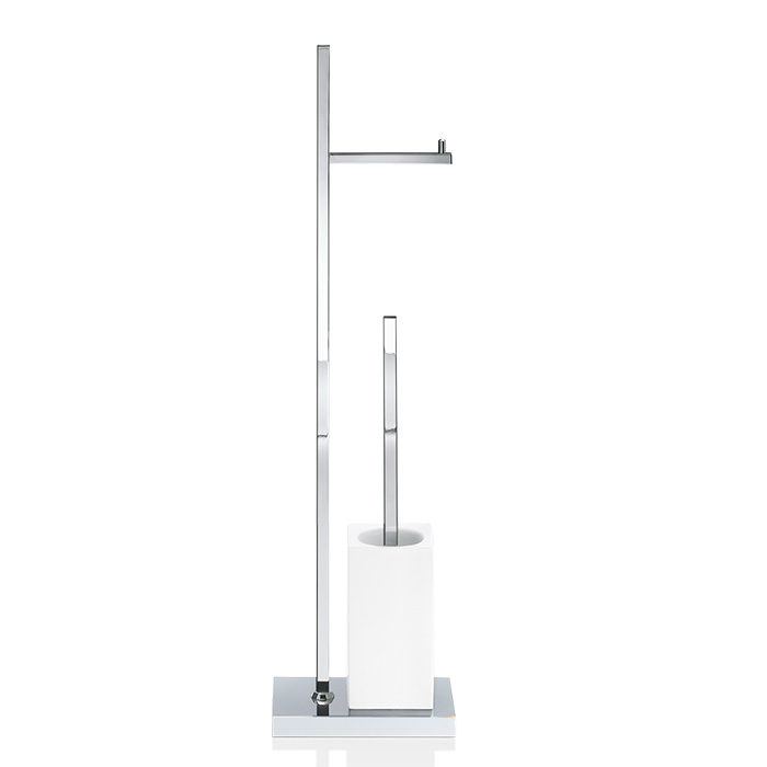 Decor Walther DW 6710 Напольная стойка с ершиком и бумагодержателем, фарфор, цвет: хром / белый Decor Walther DW 6710 Напольная стойка с ершиком и бумагодержателем, фарфор, цвет: хром / белый