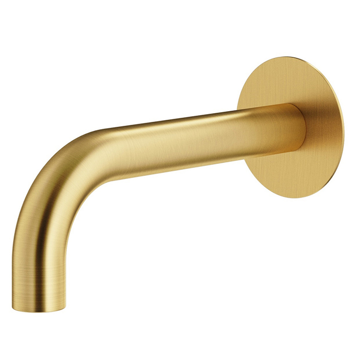 Plumberia Selection IXO Излив д.ванны встраив. d.24, длина 210 мм, подкл. 1/2' с латунной накл. d.70, золото брашированное Plumberia Selection IXO Излив д.ванны встраив. d.24, длина 210 мм, подкл. 1/2' с латунной накл. d.70, золото брашированное