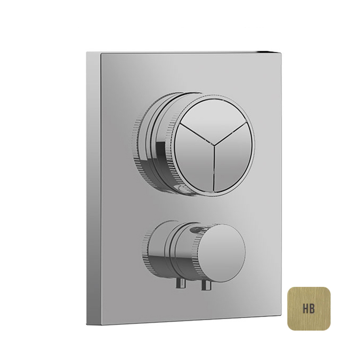 ALMAR PUSH SQUARE CORE Внешняя часть термостата на 3 потребителя, цвет High Brass ALMAR PUSH SQUARE CORE Внешняя часть термостата на 3 потребителя, цвет High Brass