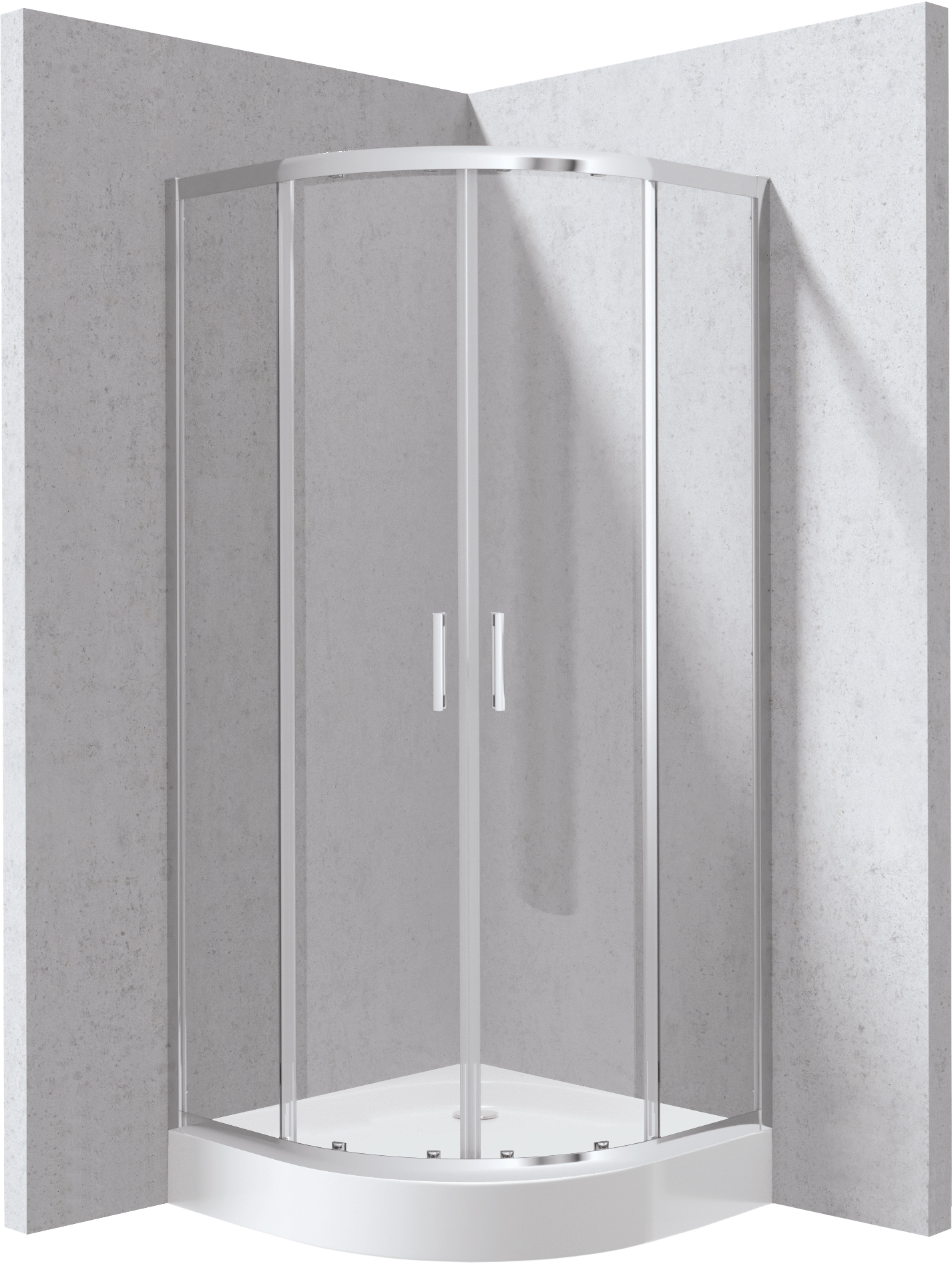 Душевая кабина с поддоном, полукруглая, 90x90 см