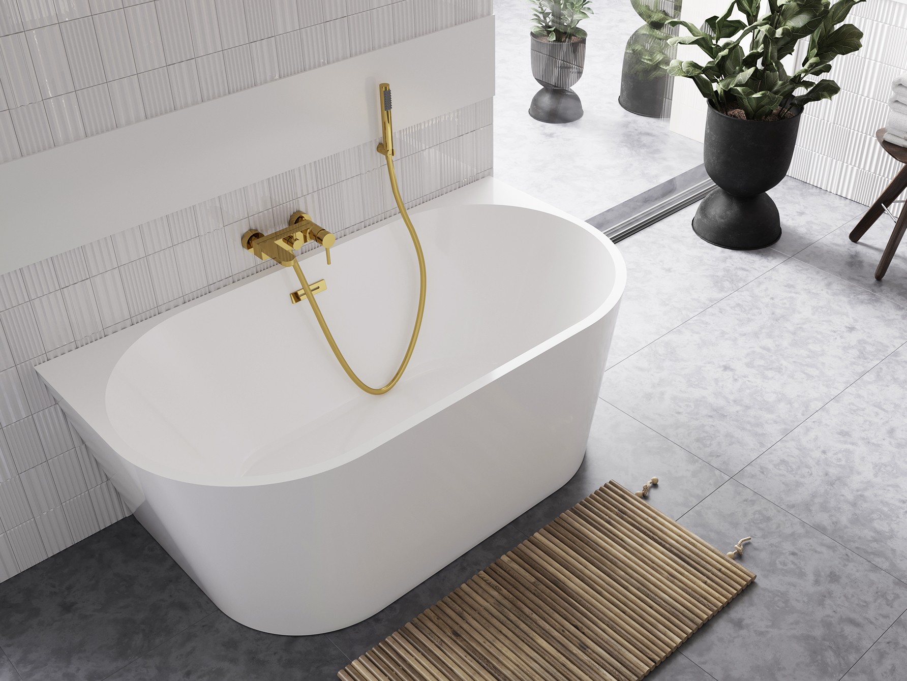 Ванна отдельностоящая Besco VICA 150, 150x80 см, с переливом хром, акрил, белая