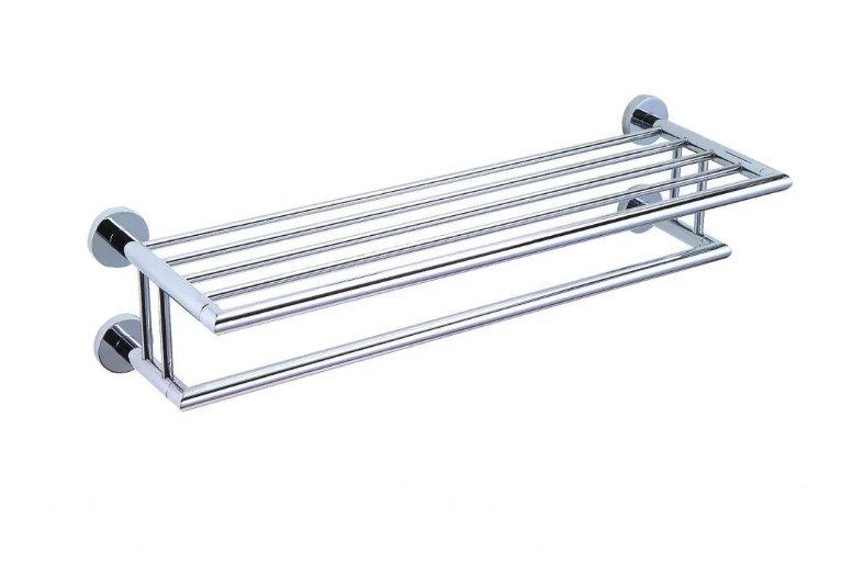 Полка настенная Stella CLASSIC, 655х255х160 мм, с рейлингом, металл, хром
