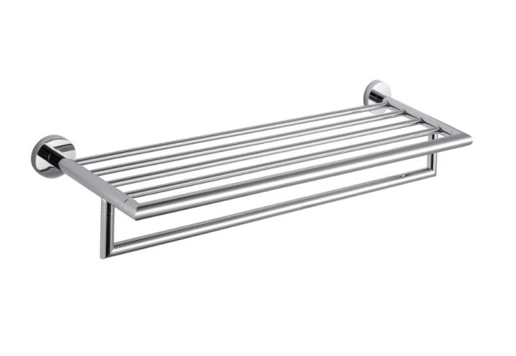 Полка настенная Stella CLASSIC, 555х215х110 мм, с рейлингом, металл, хром