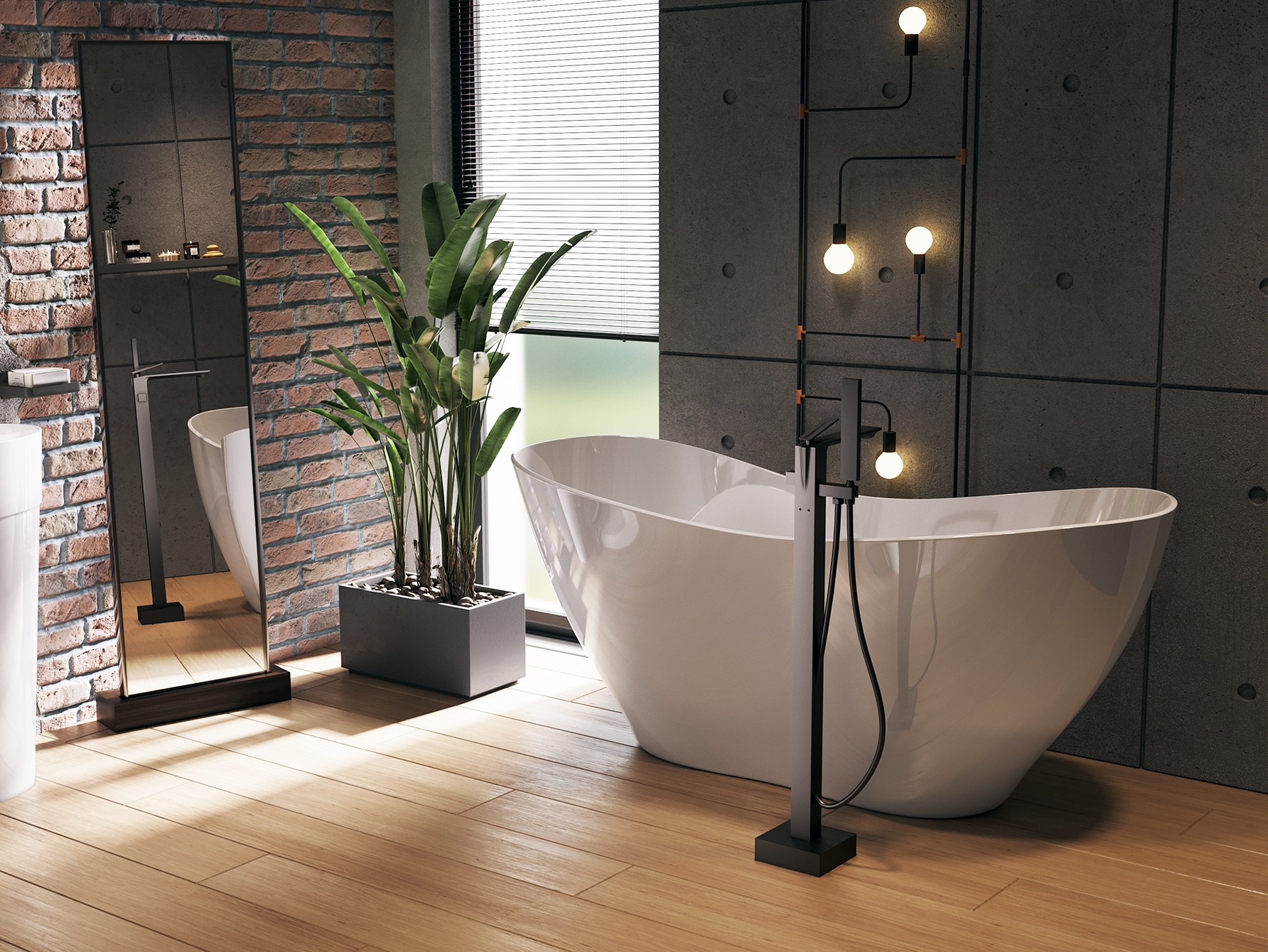 Ванна отдельностоящая Besco VIYA 170, 170x80 см, искусственный камень, белая глянец, клапан белый