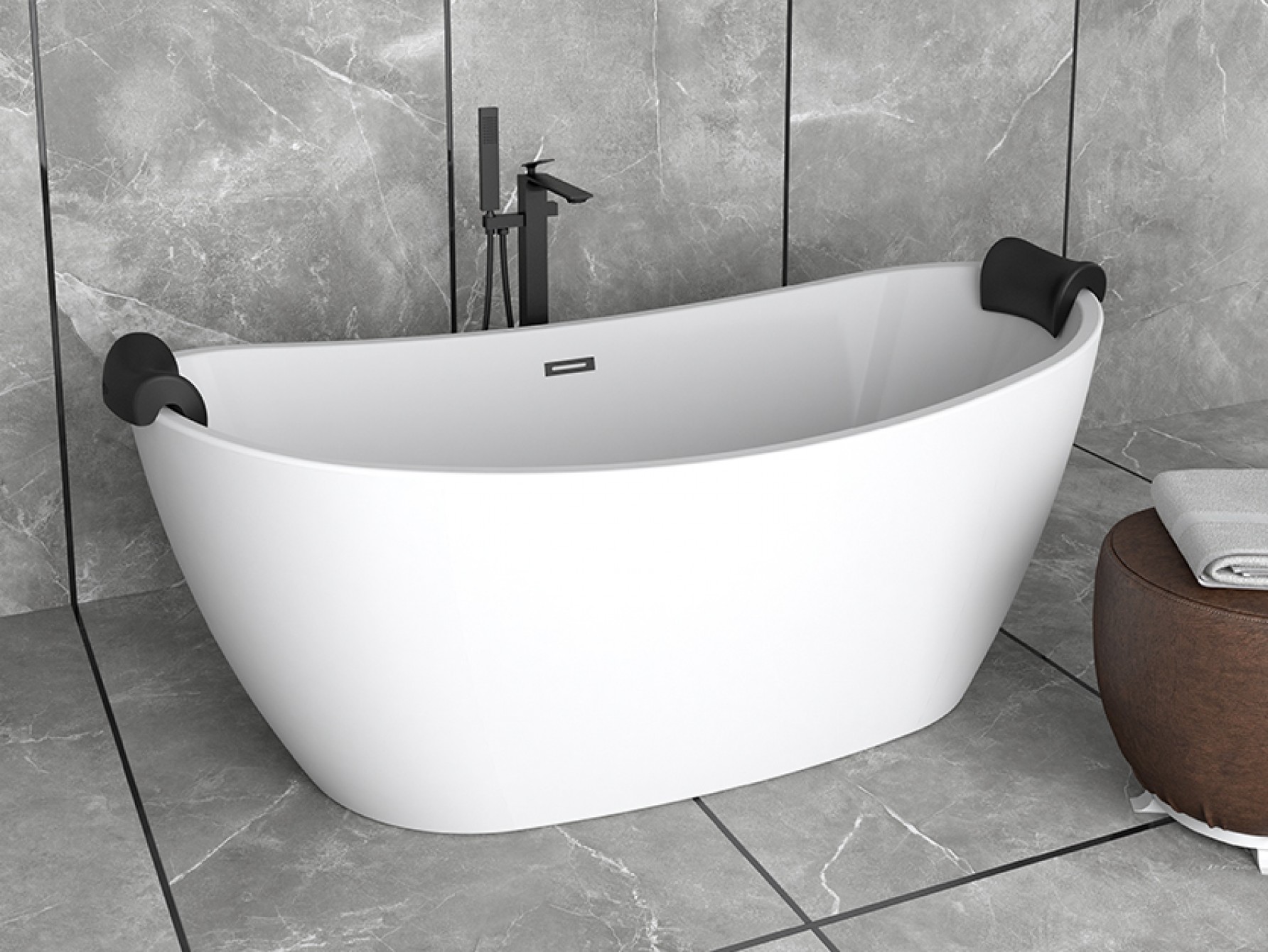 Ванна отдельностоящая Besco AYLA 170, 170x80 см, с переливом белым, акрил, белая