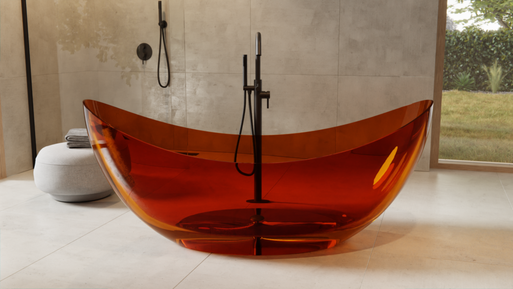 Ванна отдельностоящая Besco Axya Earth Rust прозрачная 180, 180x80 см, сифон хром