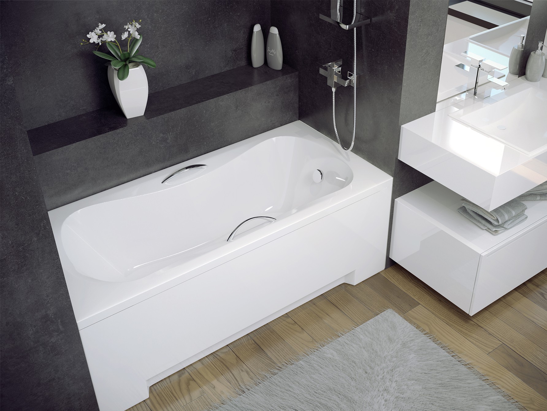 Ванна акриловая прямоугольная Besco ARIA 170, 170x70 см, белая