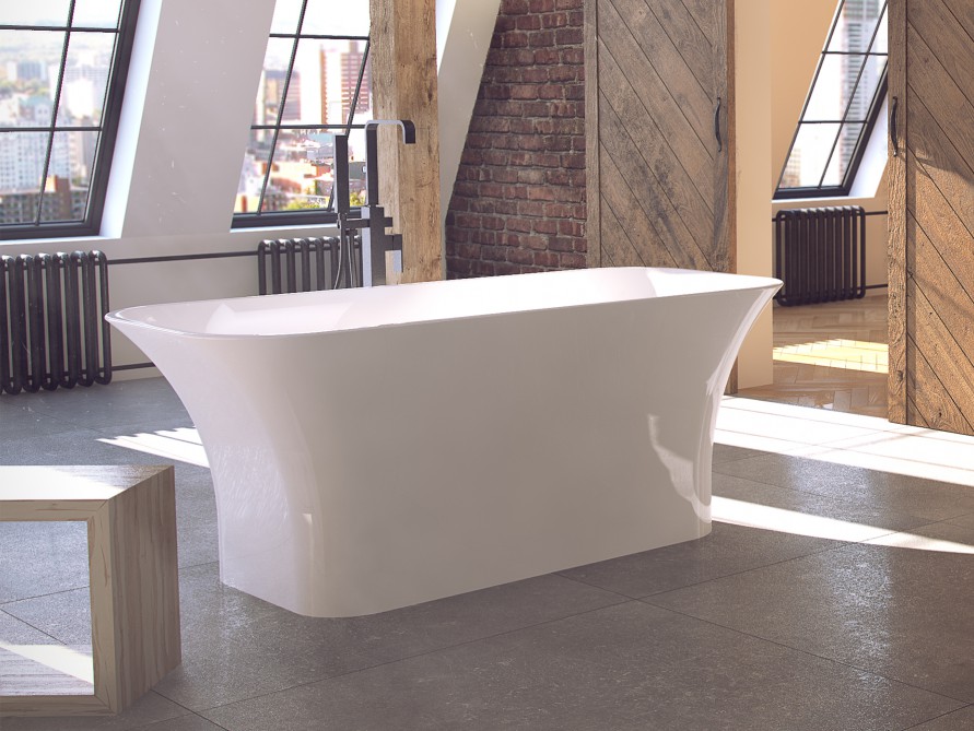 Ванна отдельностоящая Besco ASSOS 160, 160x70 см, искусственный камень, белая глянцевая