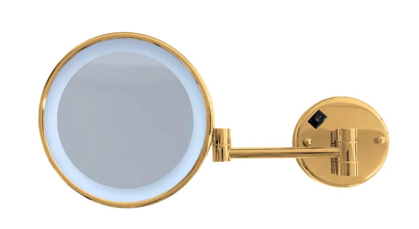 Косметическое зеркало настенное Stella LED 200-230х120-380х200 мм, с подсветкой, золотой глянец