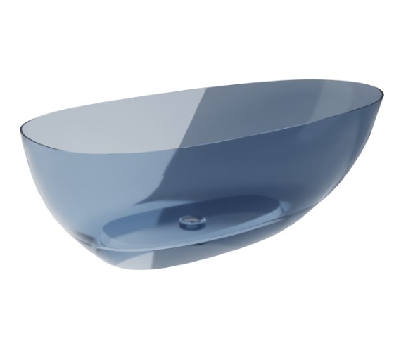 Ванна отдельностоящая Besco Xara Blue Wave прозрачная 160, 160x75 см, сифон черный