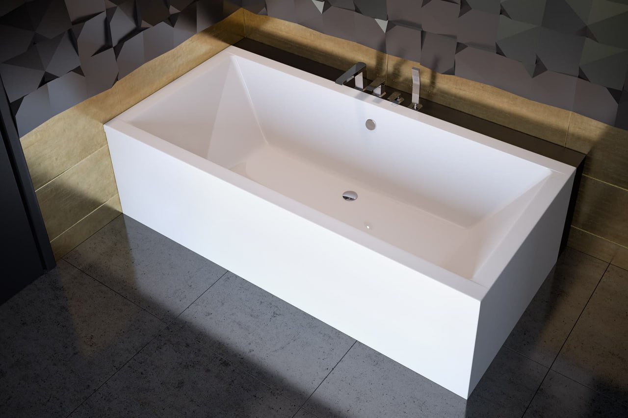 Ванна акриловая прямоугольная Besco QUADRO SLIM 175, 175x80 см, белая