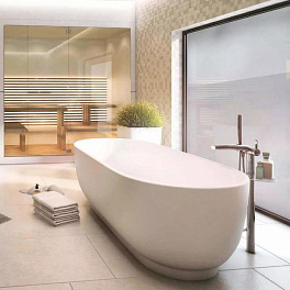 Duravit Luv Ванна отдельностоящая из минерального литья1800x850мм, цвет белый, с ножками и слив-переливом DuraSolid A (СПЕЦЦЕНА)