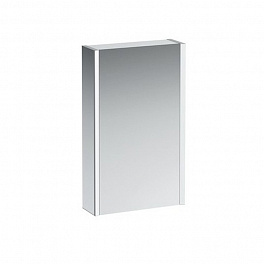 Laufen Frame 25 шкаф зеркальный 450x150x750 мм, алюминий, 1 дверца с зеркалом с 2х сторон, петли слева, сенс. выкл., 2 розетки, 2 верт-х эл-та LED-под