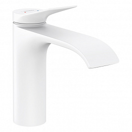 HANSGROHE VIVENIS Смеситель для раковины на 1 отверстие, однорычажный, в комплекте с донным клапаном, цвет белый матовый