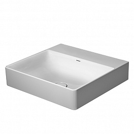 Duravit DuraSquare Раковина подвесная без перелива, выпуск с керам покрытием, 2 отм. отв под смес, крепеж, 50х47см, цвет белый
