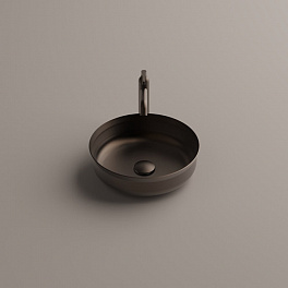 AGAPE UNDICI INOX Раковина Ø380 мм., для установки на столешницу, без отверст для смесителя, без перел, с донн клап, нерж сталь, отд Brushed burnished