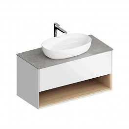 Kerama Marazzi Тумба PLAZA Modern подвесная 100 белый 1 ящик + полка (Цена по Распродаже)