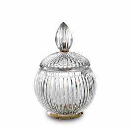 3SC ELEGANCE Баночка универсальная, D=12/h18 см, с крышкой, настольная, цвет: прозрачный хрусталь/золото 24к.