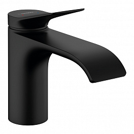 HANSGROHE VIVENIS Смеситель для раковины на 1 отверстие, однорычажный, высота излива 80 мм., с донным клапаном, цвет черный матовый