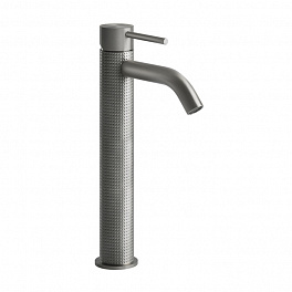 GESSI 316 Смеситель для раковины на 1 отверстие, высокий, h=305мм, без донного клапана, излив 123мм, цвет: steel brushed