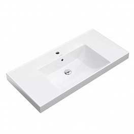 Kerama Marazzi Раковина CUBO подвесная\мебельная 101*48,5*18см, с 1 отв.под смеситель, с переливом, белая глянцевая