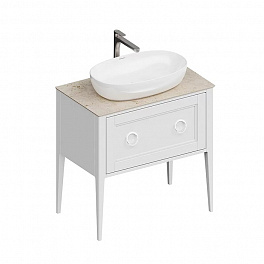 Kerama Marazzi Тумба PLAZA Classic NEO напольная 1+1 ящик 80, белая матовая (Цена по Распродаже)