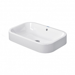 DURAVIT Happy D.2 Раковина шлифованная 60х40 см, без отв под смеситель,со слив переливом,с креплением, Цвет: белый с WonderGliss