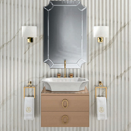 OASIS DAPHNE Столешница стеклянная 750х530х36 мм., с 1 отверстием для раковины и смесителя, цвет Bronze металлик