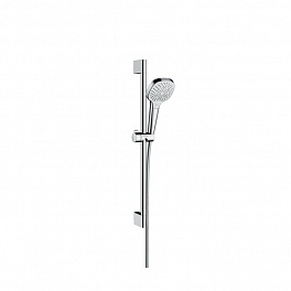 HG Croma Select E Multi Душевой набор: штанга 650mm, ручной душ 110, 3jet (SoftRain, IntenseRain, массажная), EcoSmart, шланг, цвет: белый/хром