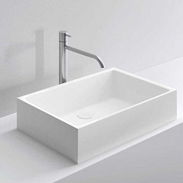 MILLDUE Раковина SKA накладная из CERAMILUX ,59х38х13 см, без отв для смесителя, цвет белый матовый