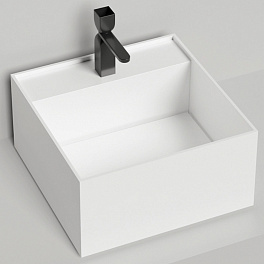 Salini ARMONIA SQUARE TOP 02 Раковина накладная 450х450х250мм, с 1 отв. под смес, без донного клапана, мат-л: S-Stone, матовый, белый.