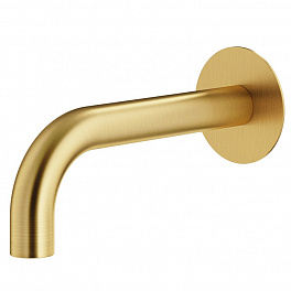 Plumberia Selection IXO Излив для раковины, настенный, длина 210 мм, d.24, подкл. 1/2' с латунной накладкой d.70, золото брашированное
