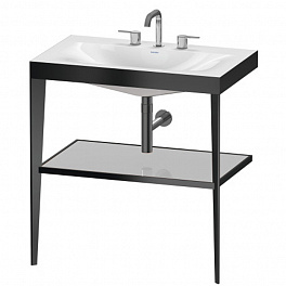 Duravit XViu Консоль напольная, 850x800x480мм с полкой, с раковиной без перелива, 3 отв., цвет: black matt/crome