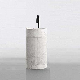 NOORTH milldue edition ROMA Раковина напольная Ø450х880 мм., без перел, с дон клап, цоколь Bianco Carrara, корпус Bianco Carrara, раков Bianco Carrara