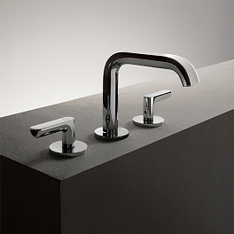 Fantini Icona Deco Смеситель для раковины, 3 отв., с нажимн. донным клапаном, излив 145мм, цвет: хром