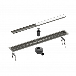 Душевой лоток TIMO Drain System 800 с двусторонней панелью "plate" под плитку, Черное золото