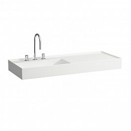 Laufen Kartell Раковина 1200х460х120мм с 3 отв. под смес, со скр сливом, полка справа, цвет: белый глян (продаем с базой 4.0764.8.033.640.1)СПЕЦЦЕНА!