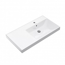 Kerama Marazzi Раковина CUBO правая подвесная\мебельная 90*48,5*18см, с 1 отв. под смеситель, с переливом, цвет белый глянцевый (Цена по Акции)