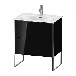Duravit XSquare Тумба напольная под раковину # 234473, 2 яшика, встроенные ножки с регулировкой по высоте, 592x710x478мм, цвет Black High Gloss