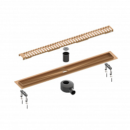 Душевой лоток TIMO Drain System 700 с вставкой "lines", Розовое золото