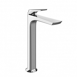 GESSI VENTAGLIO Смеситель для раковины высокий с донным клапаном "Stop&Go" и соединительными шлангами, цвет: хром