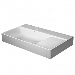 Duravit DuraSquare Раковина подвесная без перелива, выпуск с керам покрытием, 2 отм. отв под смес, крепеж, левая, 80х47см, цвет белый